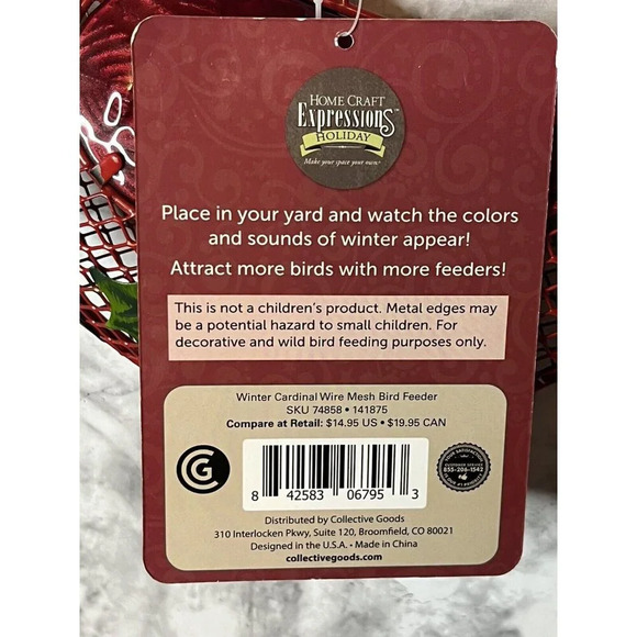 Cardinal Bird Feeder NWT Yard Ornament Winter Red/Hinged/bird Seed/Tree/Glitter - Picture 4 of 16